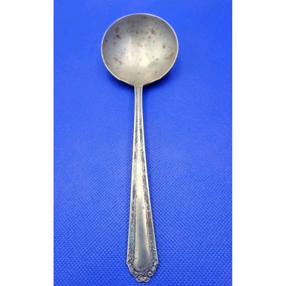 1938 ONEIDA Marianne Art Deco Silverplate Serving Spoon Vintage